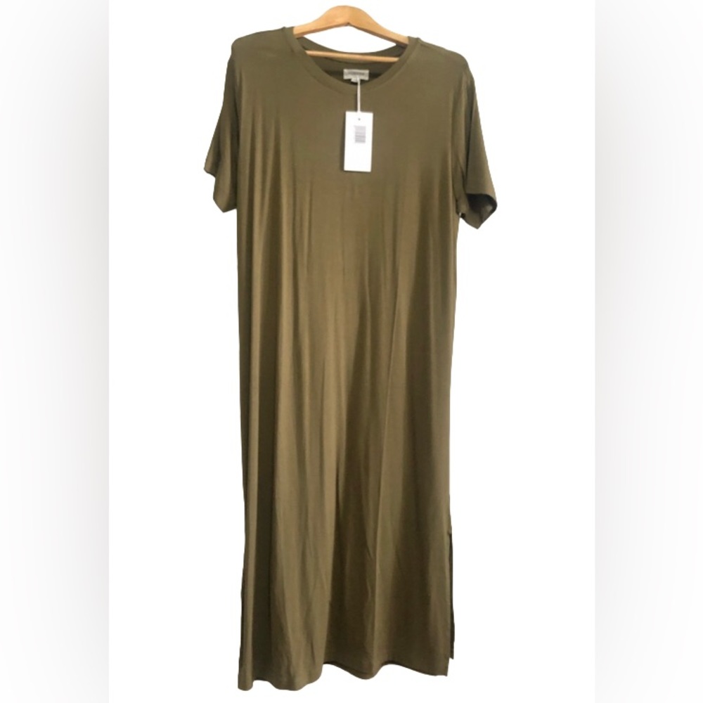 Hudson North Green T-shirt Maxi Dress w/ side slit - L